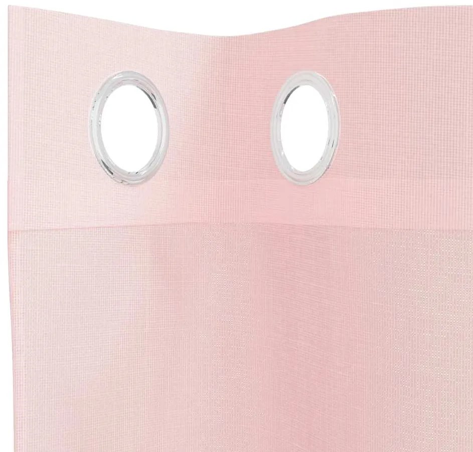 Cortinas de voile com ilhós 2 pcs rosa-claro 140x175 cm