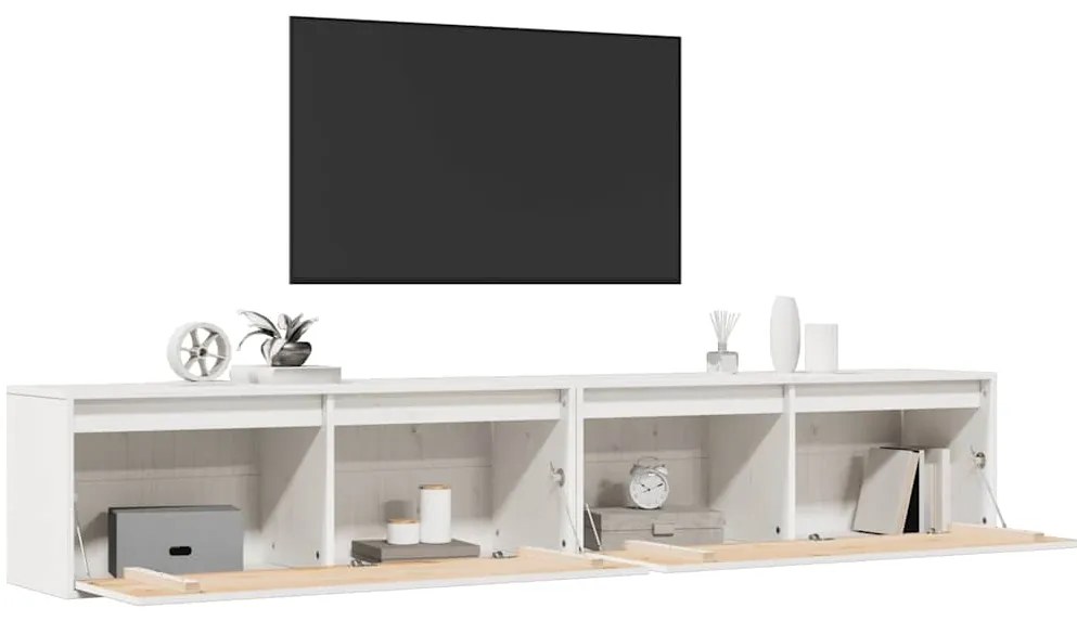 Armários de parede 2 pcs 100x30x35 cm pinho maciço branco