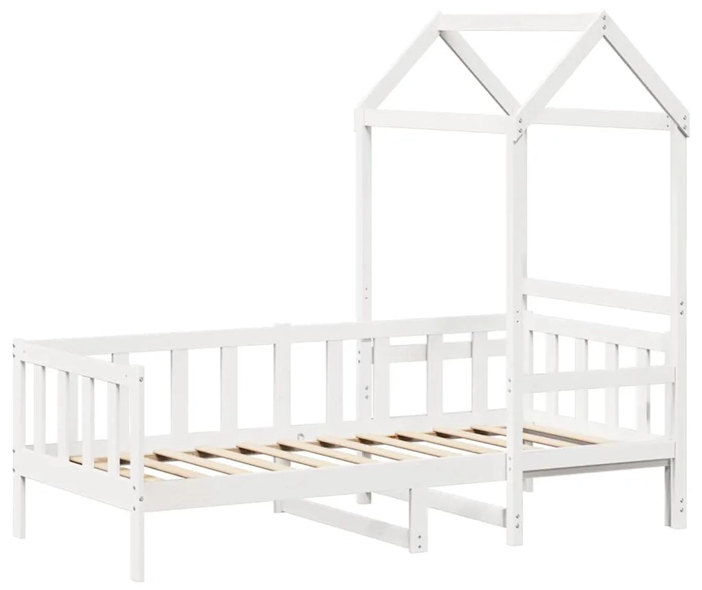 Sofá-cama com telhado 80x200 cm madeira de pinho maciça branco