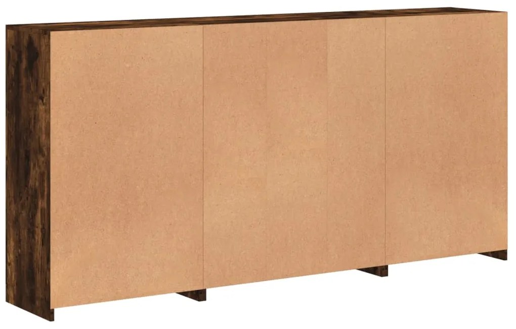 Aparador com luzes LED 202x37x100 cm carvalho fumado