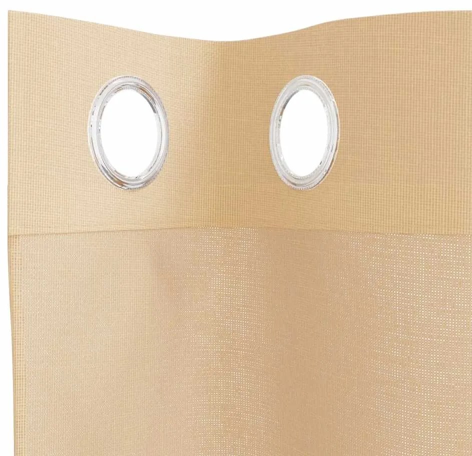 Cortinas de voile com ilhós 2 pcs areia