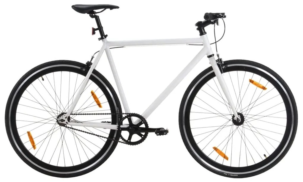 Bicicleta de mudanças fixas 700c 59 cm branco e preto