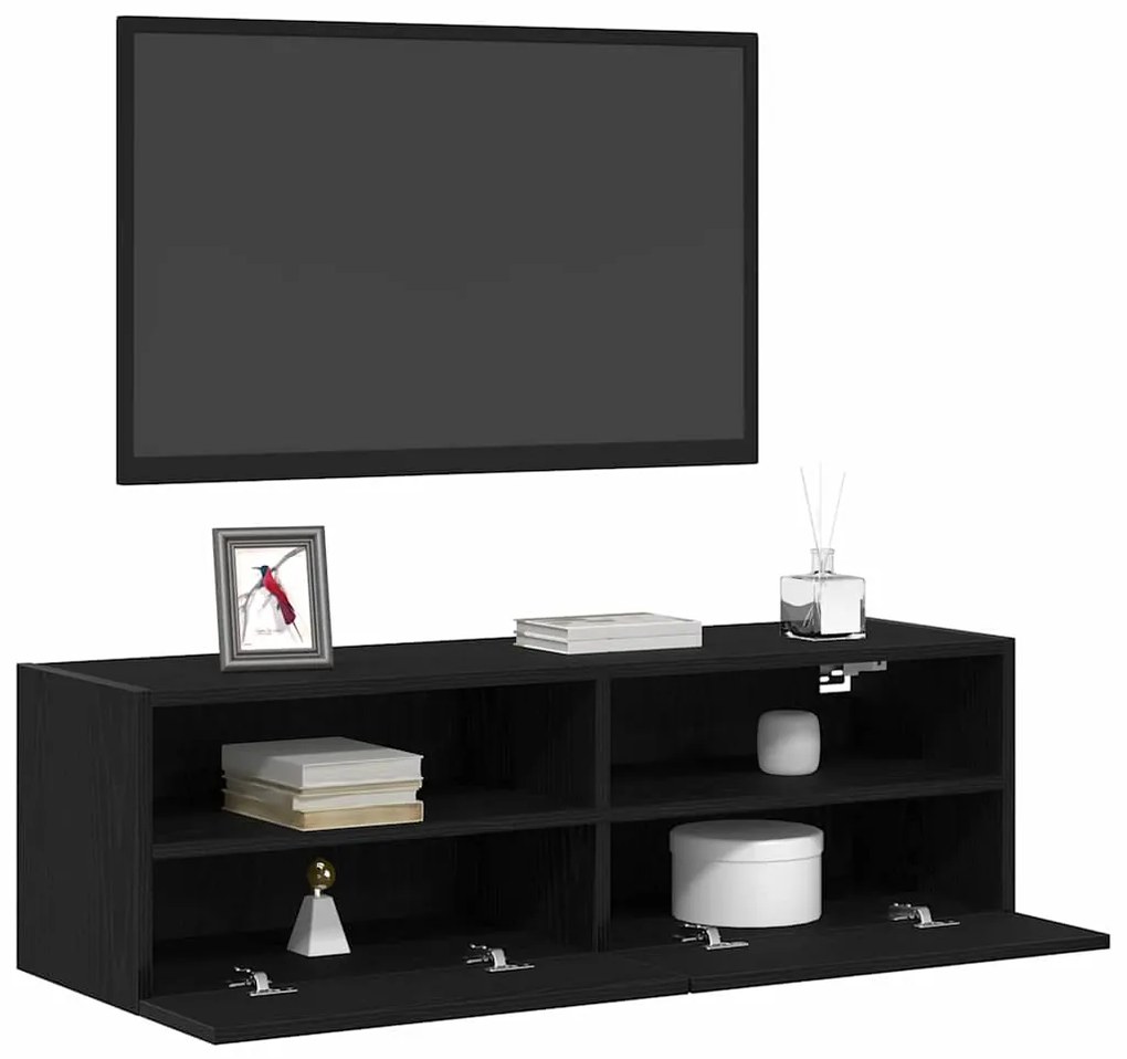 Armários de TV vidaXL 2 pcs Carvalho Preto 100x30x30 cm Madeira de Eng