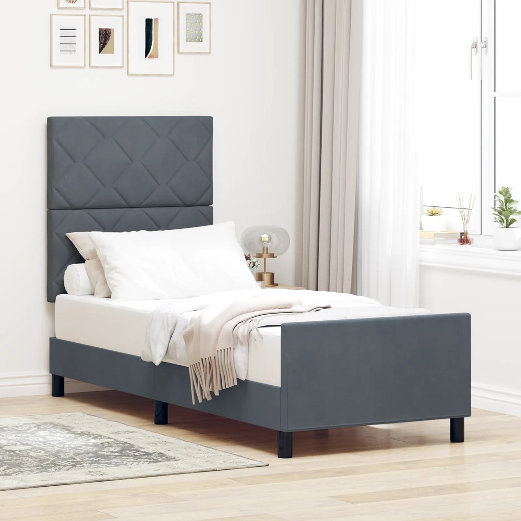 Cama vidaXL Cinza Escuro 80x200 cm Veludo