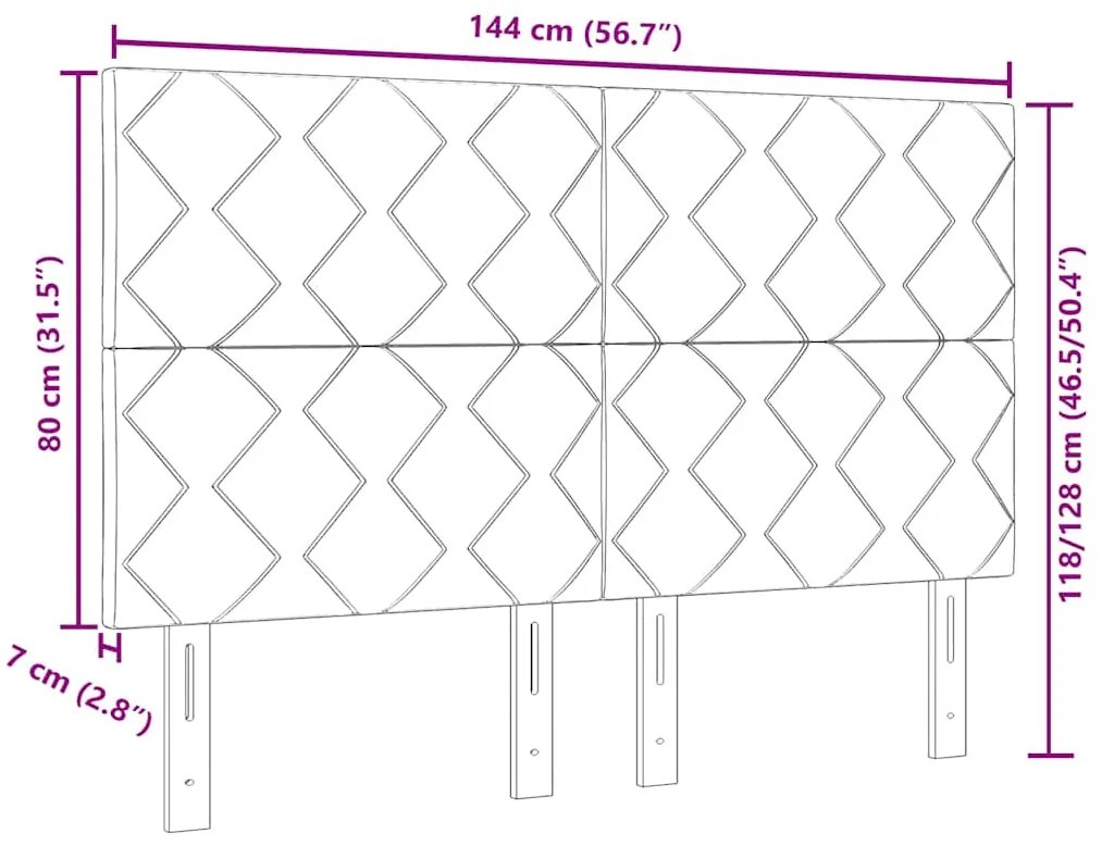 Cabeceira Diamond Taupe, 140 cm, em Tecido