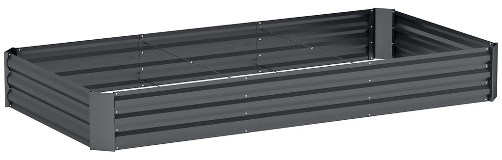 Outsunny Jardineira Exterior Canteiro Galvanizado com Borda de Segurança e Fundo Aberto 240x120x30 cm Cinza Escuro | Aosom Portugal