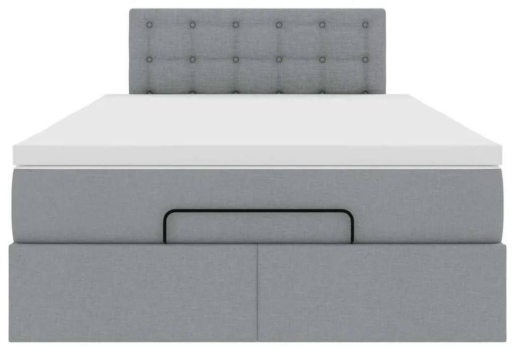 Cama otomana com colchão 120x200 cm tecido cinzento claro