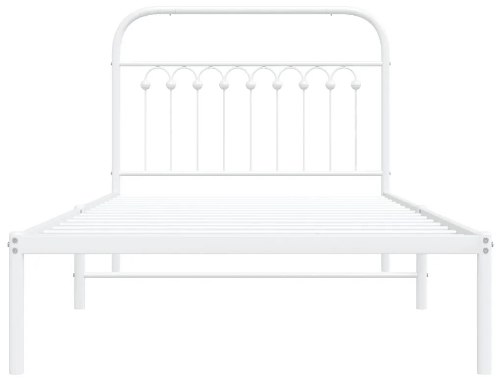 Estrutura de cama com cabeceira 100x200 cm metal branco