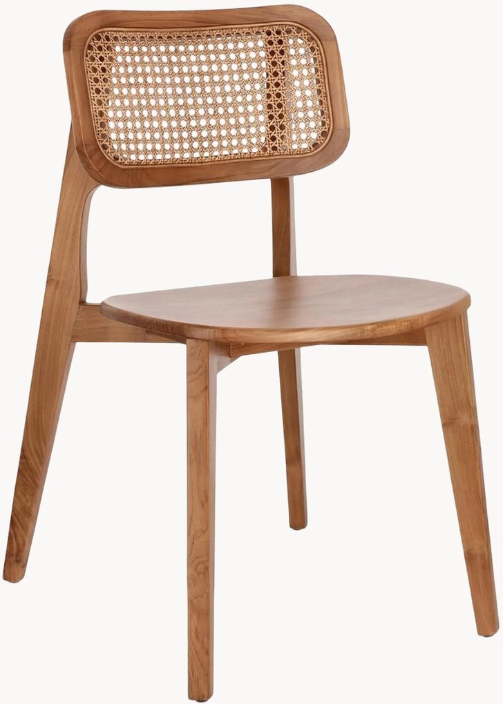 Cadeiras em madeira de teca com vime vienense Cane, conjunto de 2