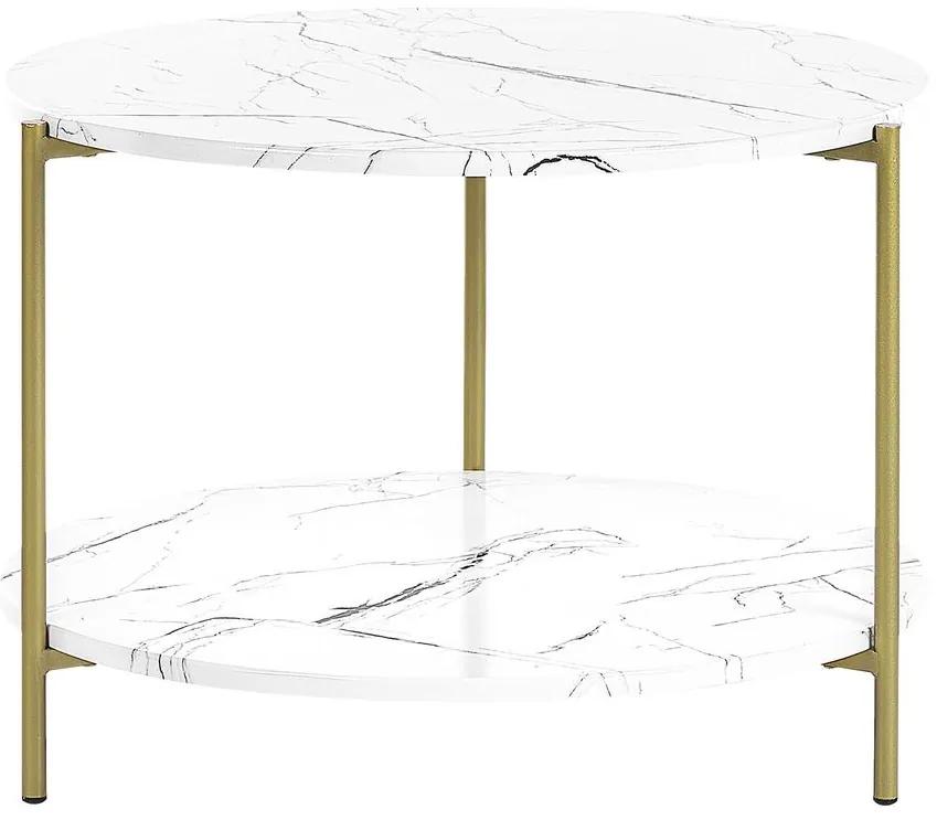Mesa de centro efeito de mármore branco com dourado REVA Beliani