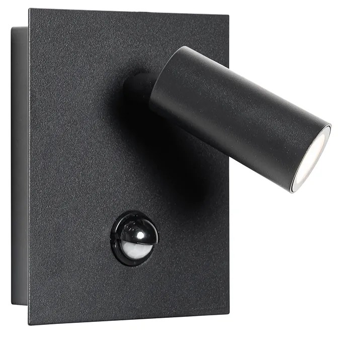 Candeeiro de parede exterior preto com sensor de movimento LED IP54 - Simon