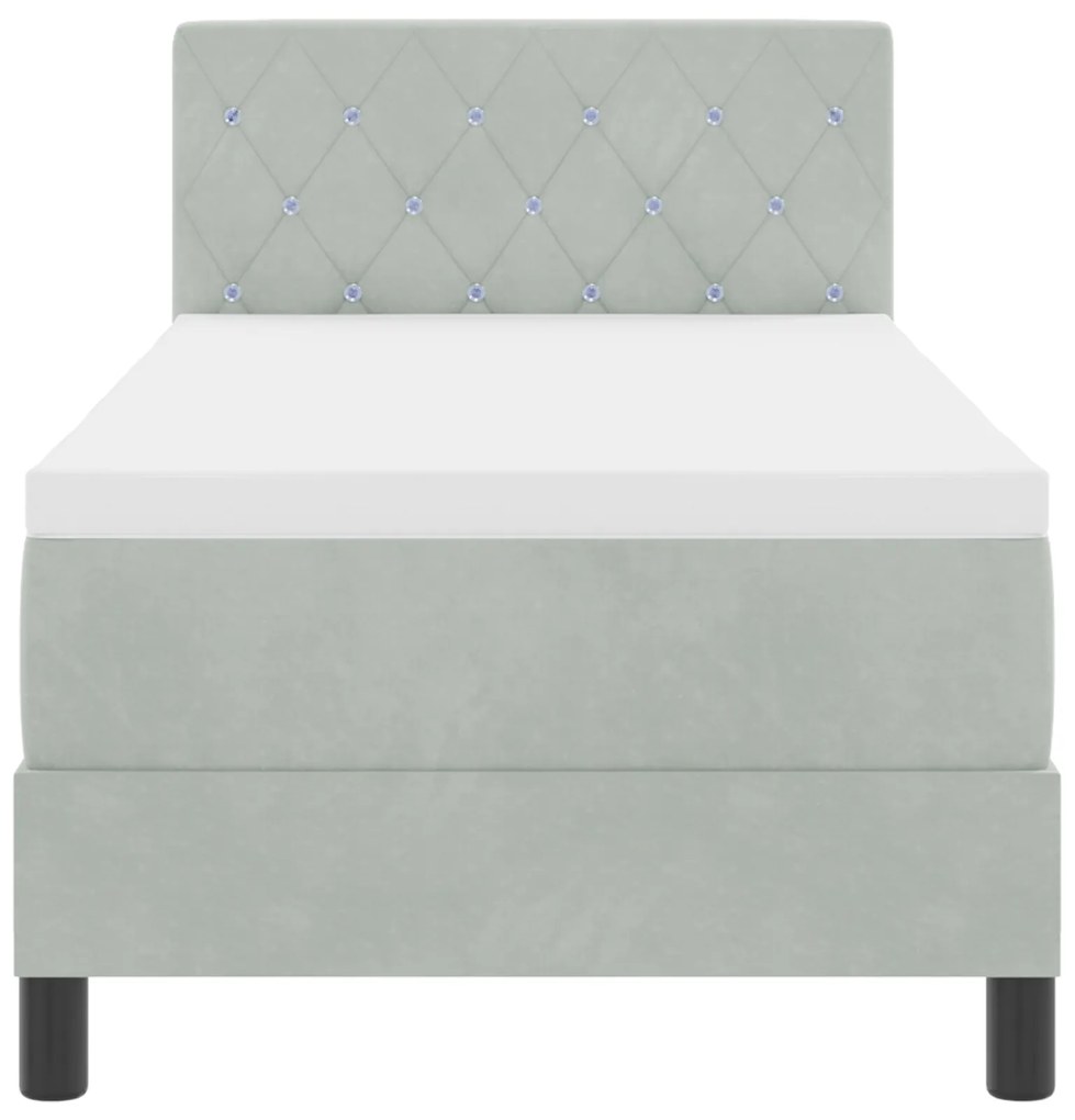 Cama Box com Colchão vidaXL Cinza Claro 80x200 cm Veludo
