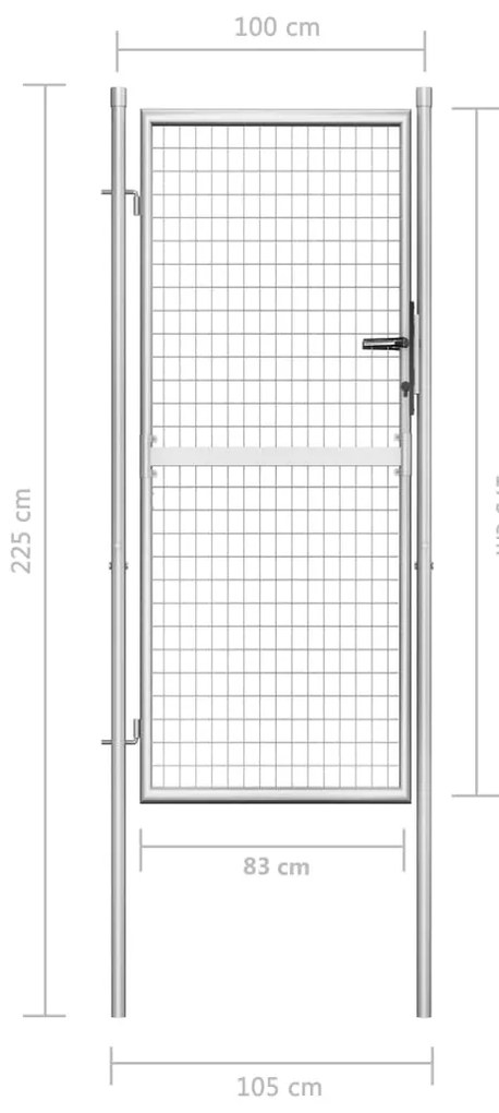 Portão de jardim em aço galvanizado 105x225 cm prateado