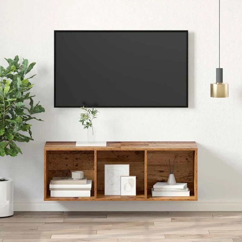 Gabinete para TV com prateleira Madeira antiga 37 x 37 x 107 cm