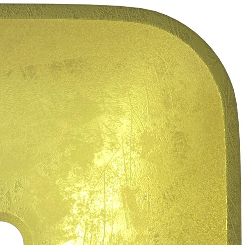 Lavatório 42x42x14 cm vidro dourado