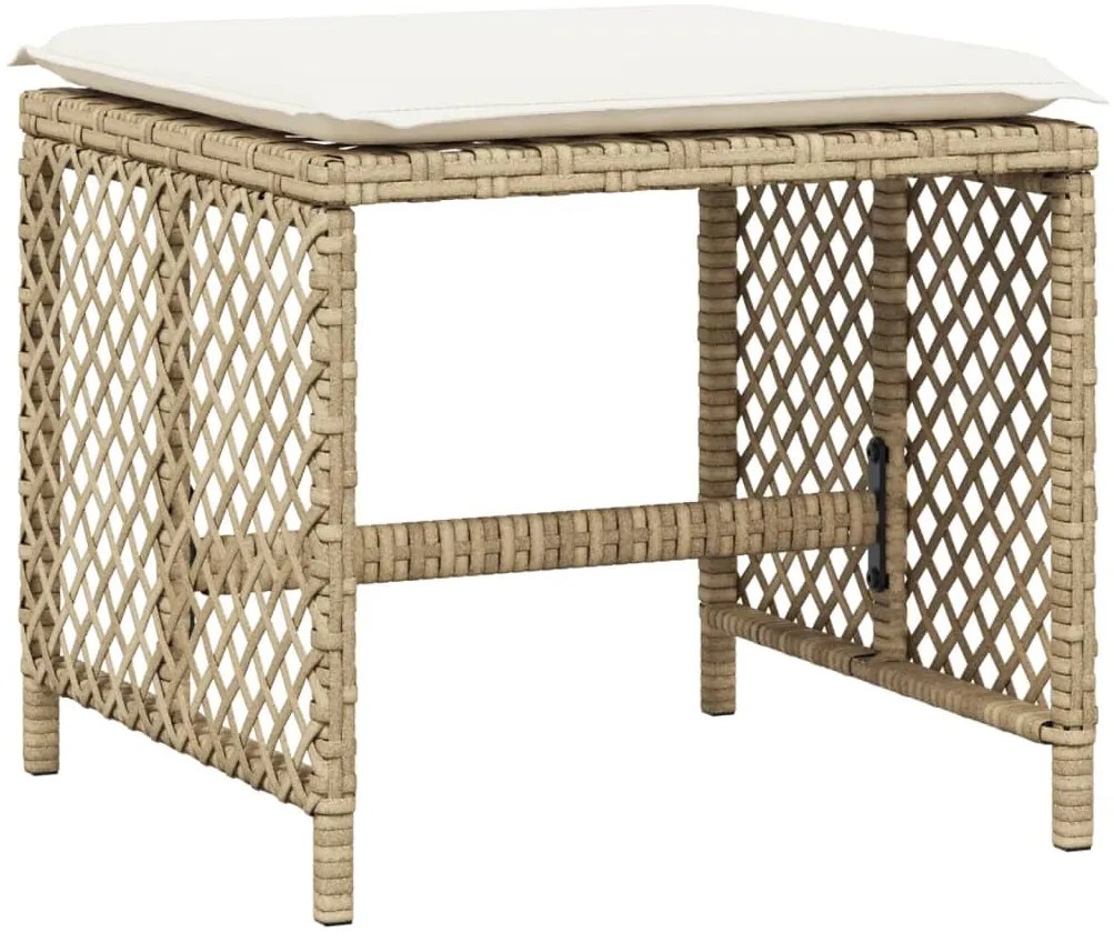 15 pcs conjunto de jantar p/ jardim com almofadões vime PE bege
