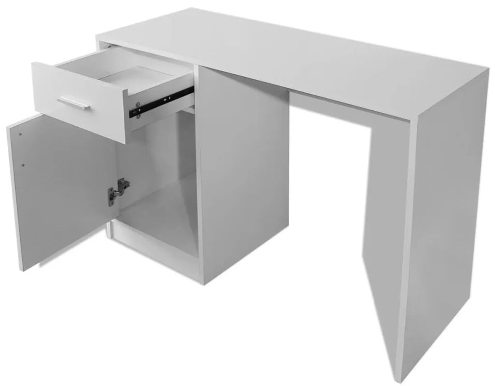 Mesa com gaveta e armário 100x40x73 cm branco