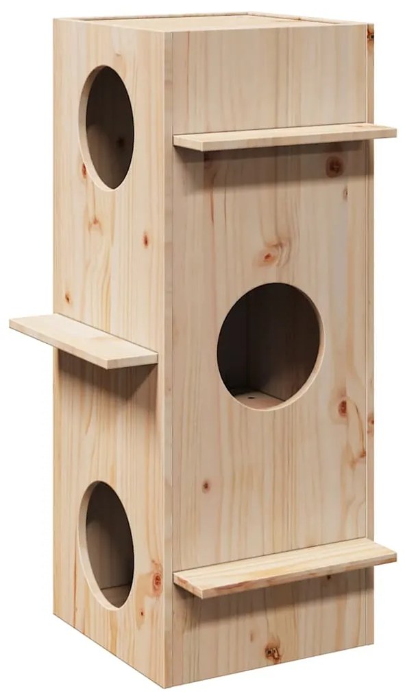 vidaXL Casa do gato 43x43x90 cm madeira de pinho maciça
