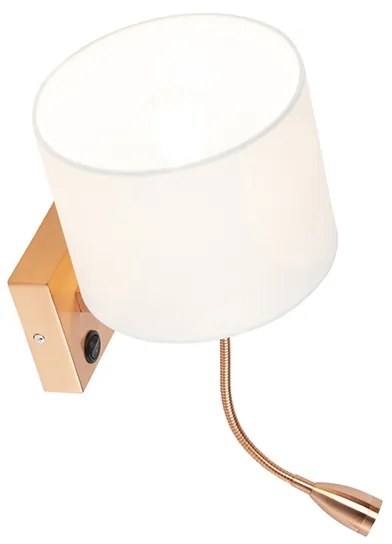 LED Candeeiro de parede art déco cobre com sombra branca - Brescia Moderno