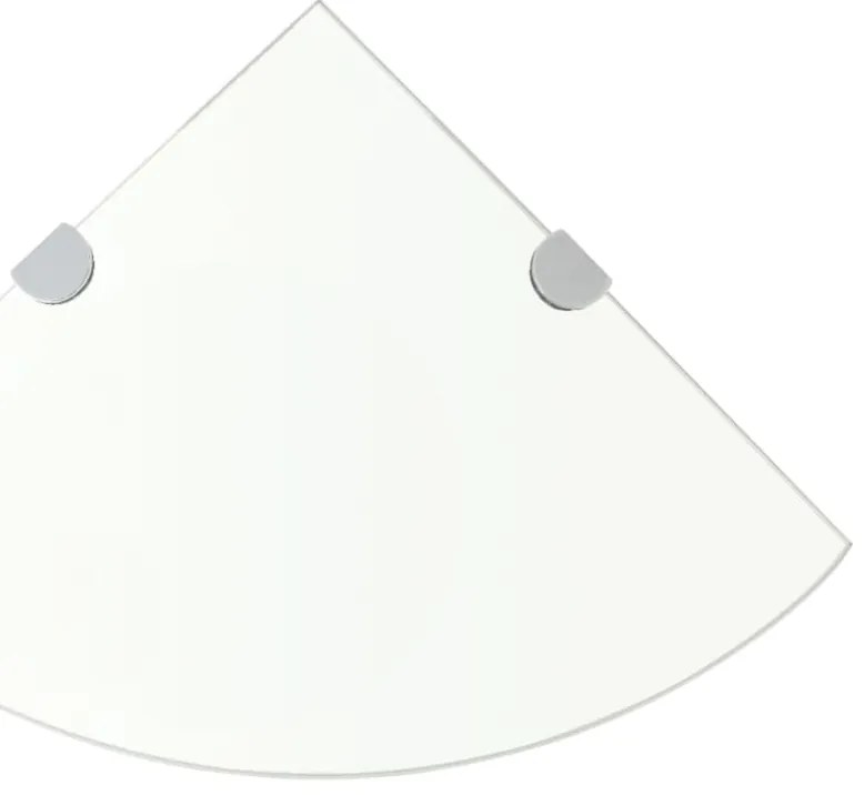 Prateleiras canto 2 pcs suportes cromados 25x25cm vidro transp.