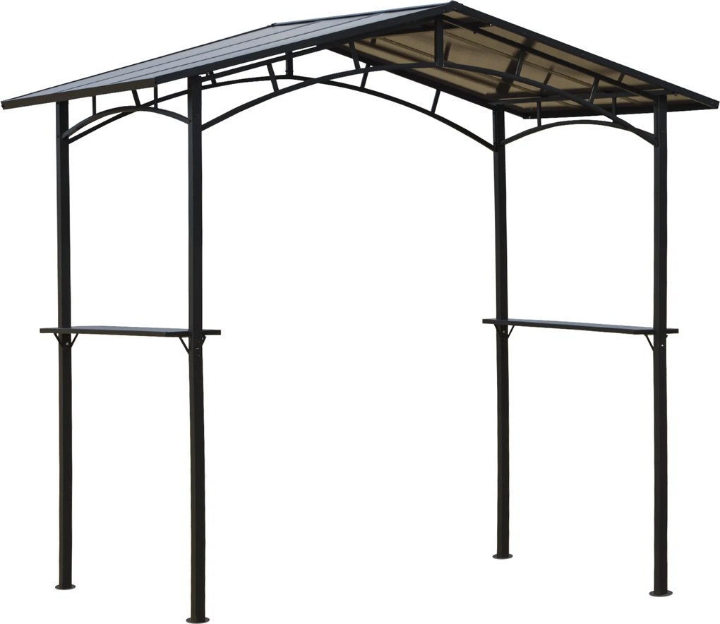 Outsunny Pergola para Churrasqueira 246x149x230 cm de alumínio com 2 Prateleiras para Jardim Preto| Aosom Portugal