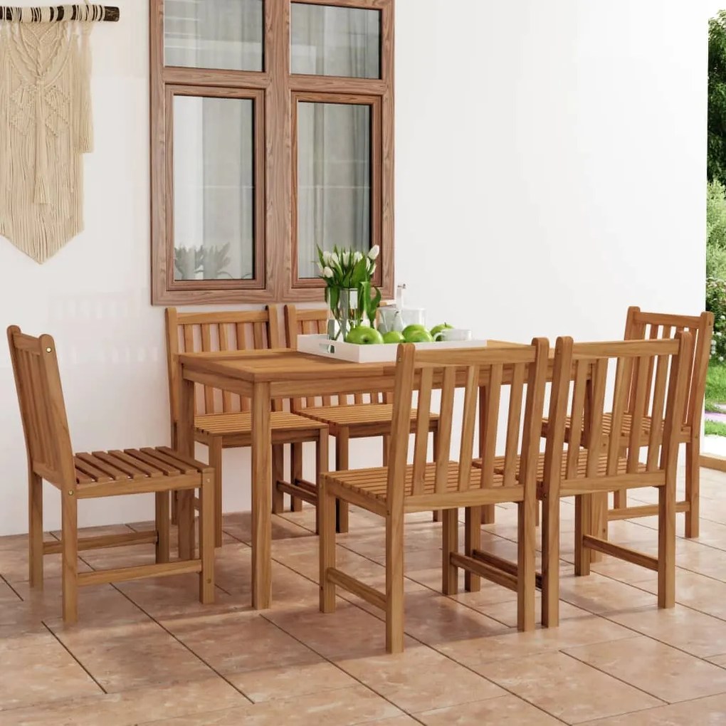 vidaXL 7 pcs conjunto de jantar para jardim madeira de teca maciça