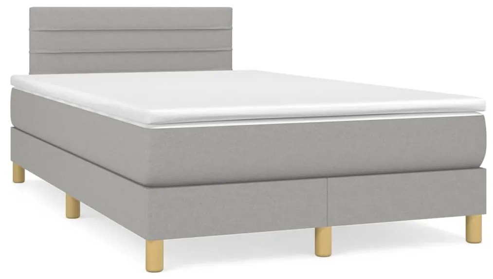 vidaXL Cama box spring c/ colchão e LED 120x190 cm tecido cinza-claro