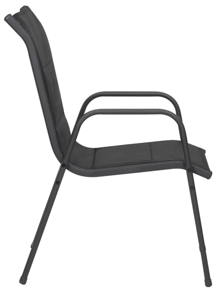 Cadeiras de jardim 4 pcs aço e textilene preto