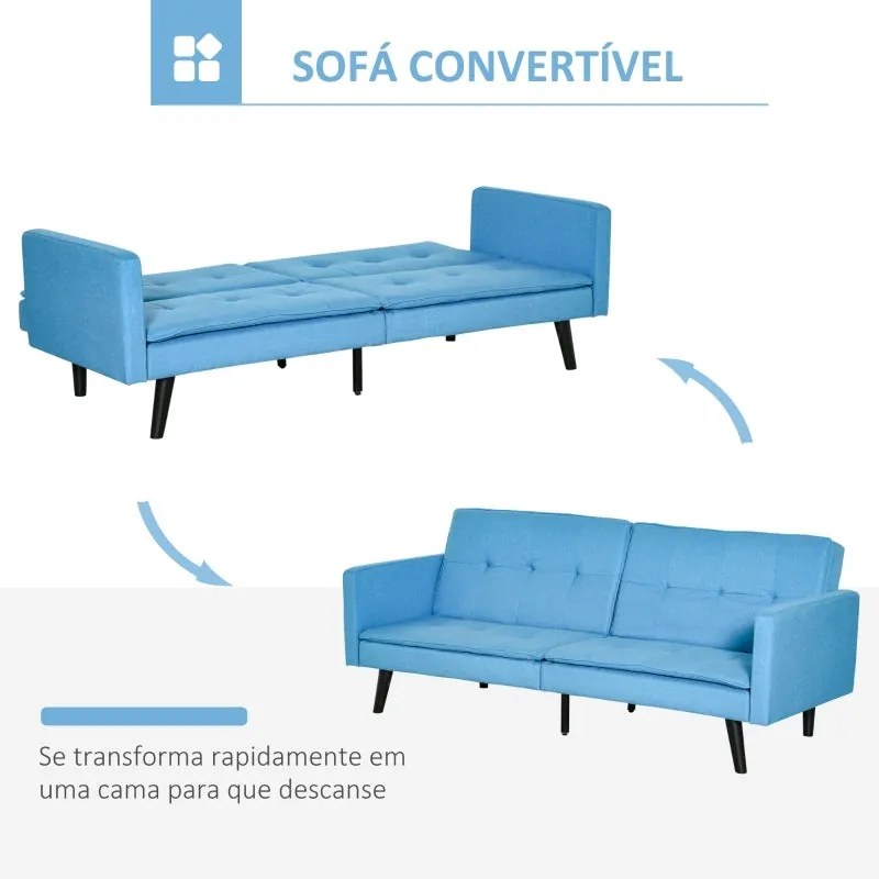 Sofá-Cama Mary - Azul - Design Nórdico
