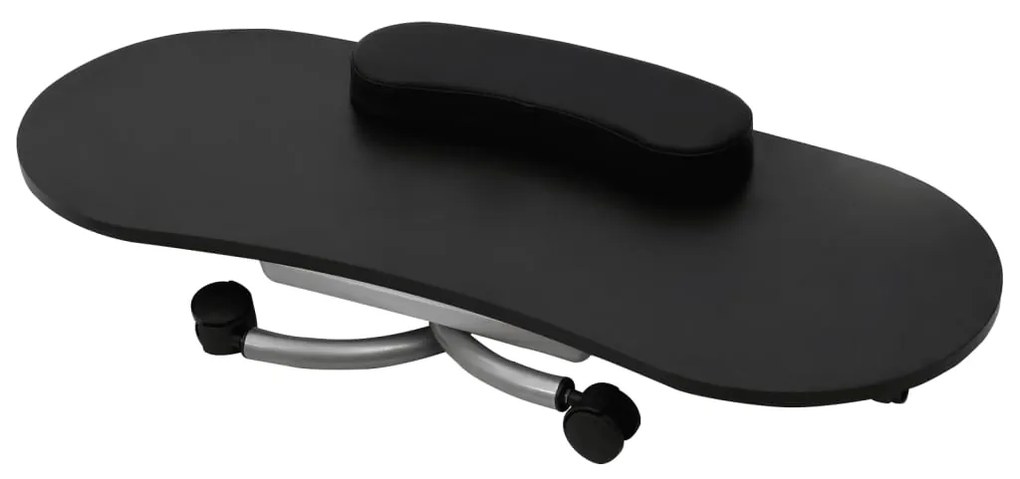 Mesa manicure dobrável com rodas, preta