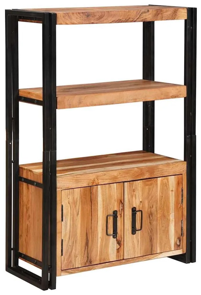 vidaXL Estante com Portas Castanho Madeira de acácia maciça e metal