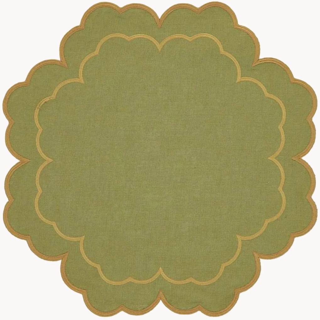 Individual de mesa em forma de flor com bordado Íris