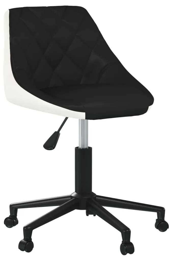 vidaXL Cadeira de jantar giratória couro artificial preto e branco
