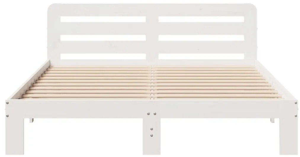 Cama sem colchão 140x190 cm madeira de pinho maciça branco