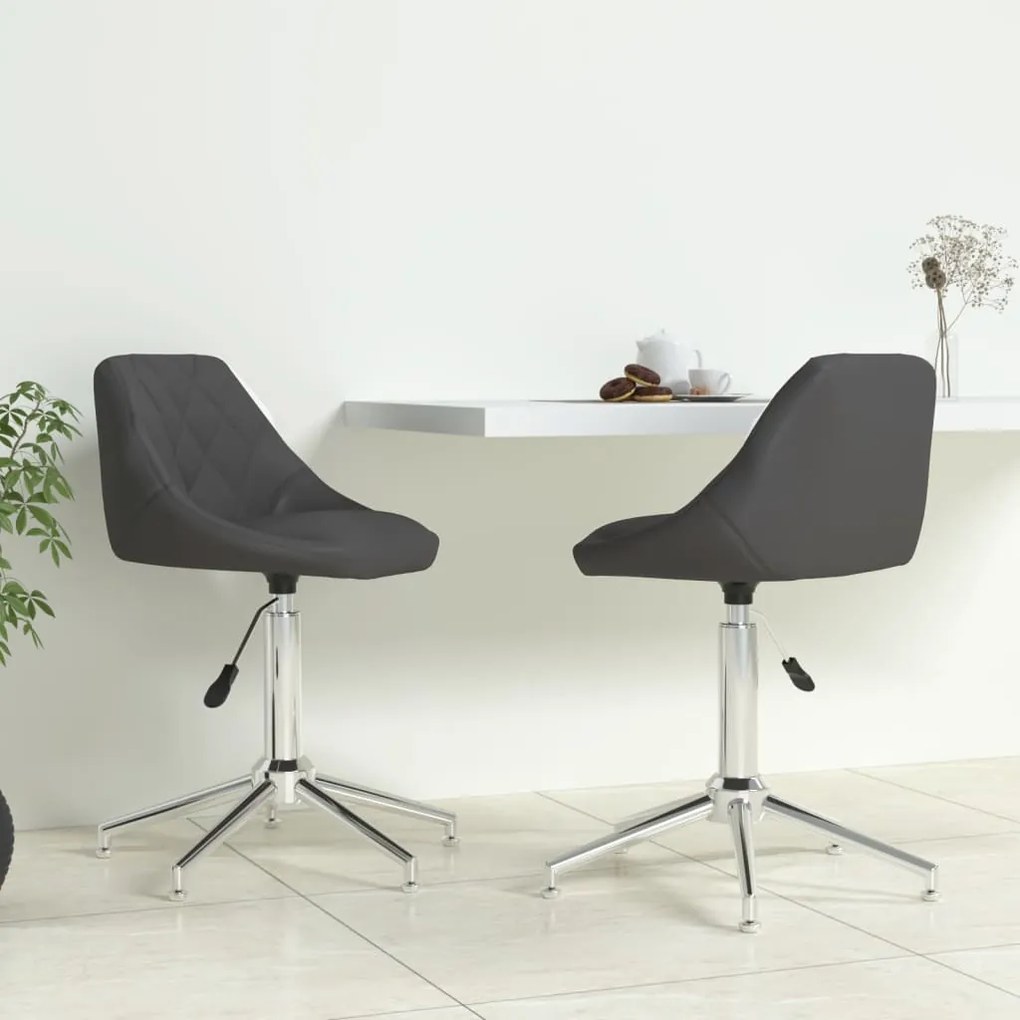 vidaXL Cadeiras de jantar giratórias 2 pcs couro artificial cinzento