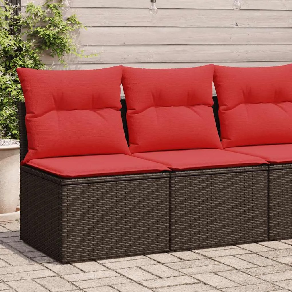 vidaXL 2 pcs conj. sofás jardim c/ almofadões vime PE/acácia castanho