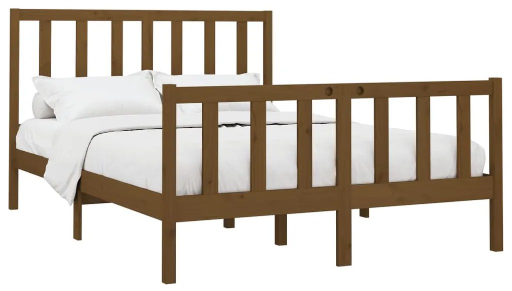 Estrutura cama king 150x200 cm pinho maciço castanho-mel