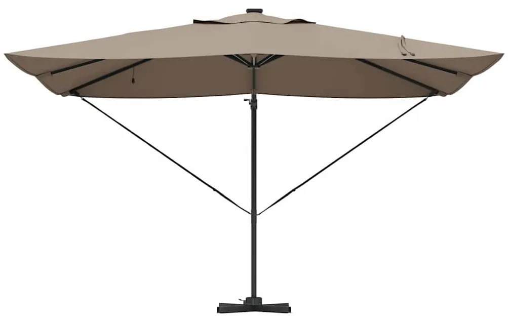 Guarda-Sol Cantilever Roma com LEDs Taupe 352x251x265 cm Alumínio