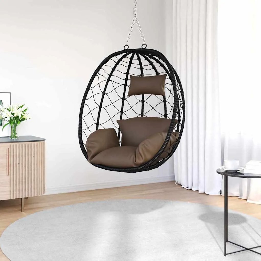 vidaXL Cesta de Cadeira de Ovo sem Suporte em Rattan Sintético Café