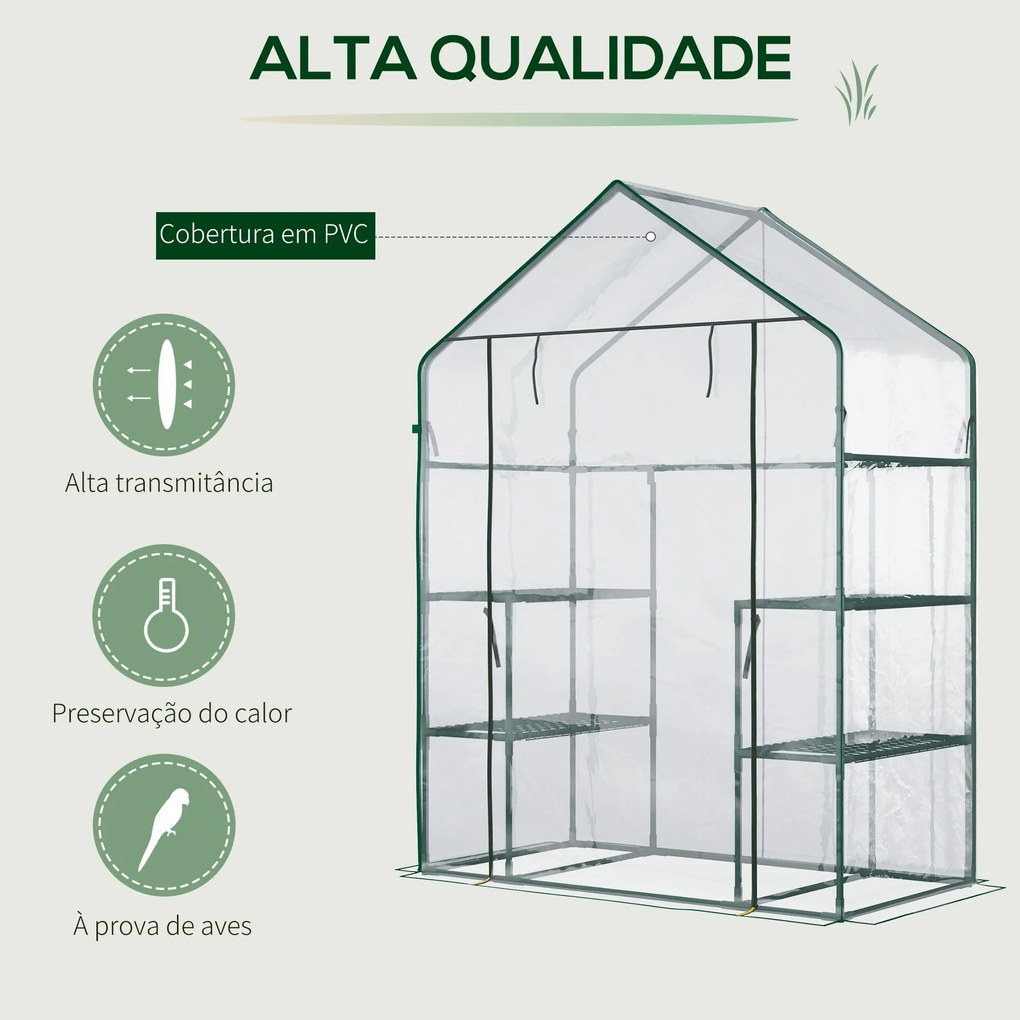 Estufa de Jardim Estufa de Terraço com 4 Prateleiras 1 Porta com Fecho