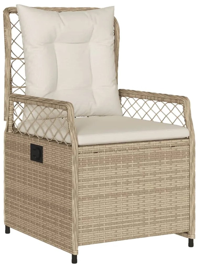 7 pcs conjunto de jantar p/ jardim com almofadões vime PE bege