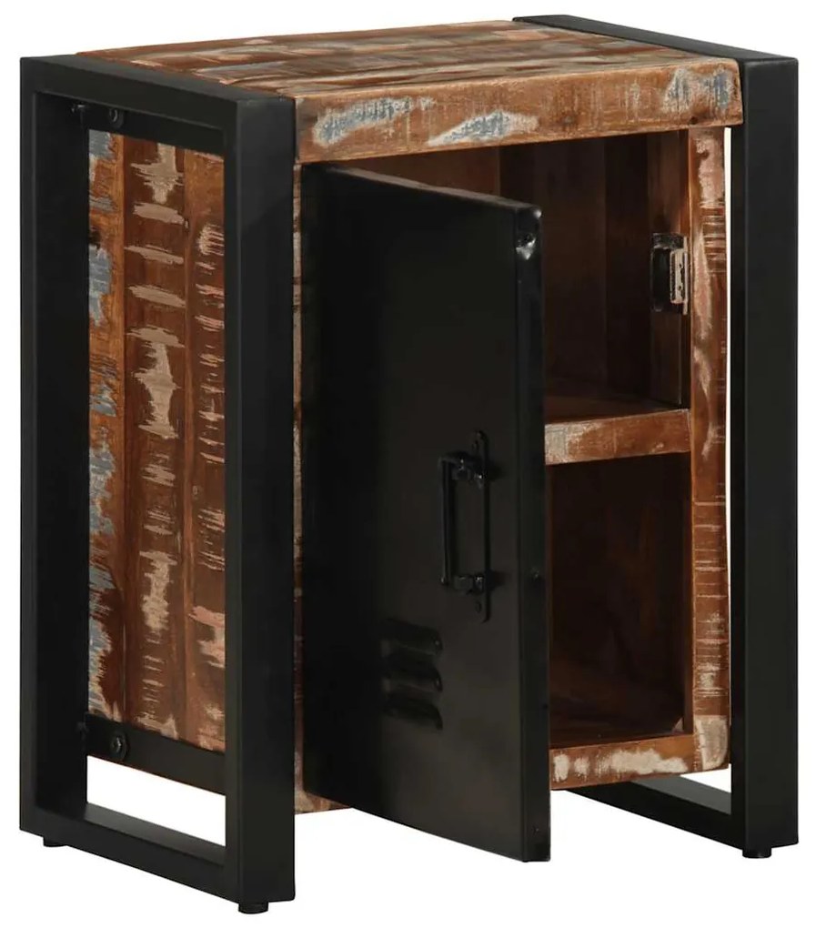 Mesa de cabeceira multicor 40x30x51cm madeira maciça recuperada