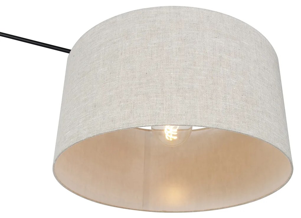 Candeeiro de pé preto com cúpula cinzento claro 50 cm ajustável - Editor Design,Moderno