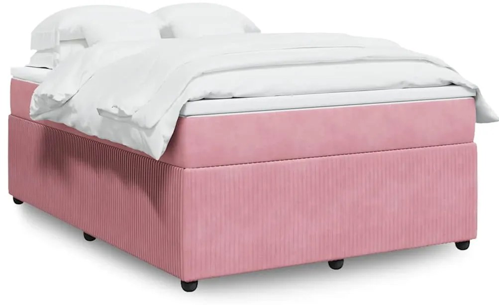Cama com molas/colchão 140x200 cm veludo rosa
