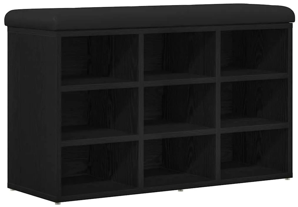 Banco de Armazenamento vidaXL Preto Carvalho 80x30x48 cm Madeira Engen
