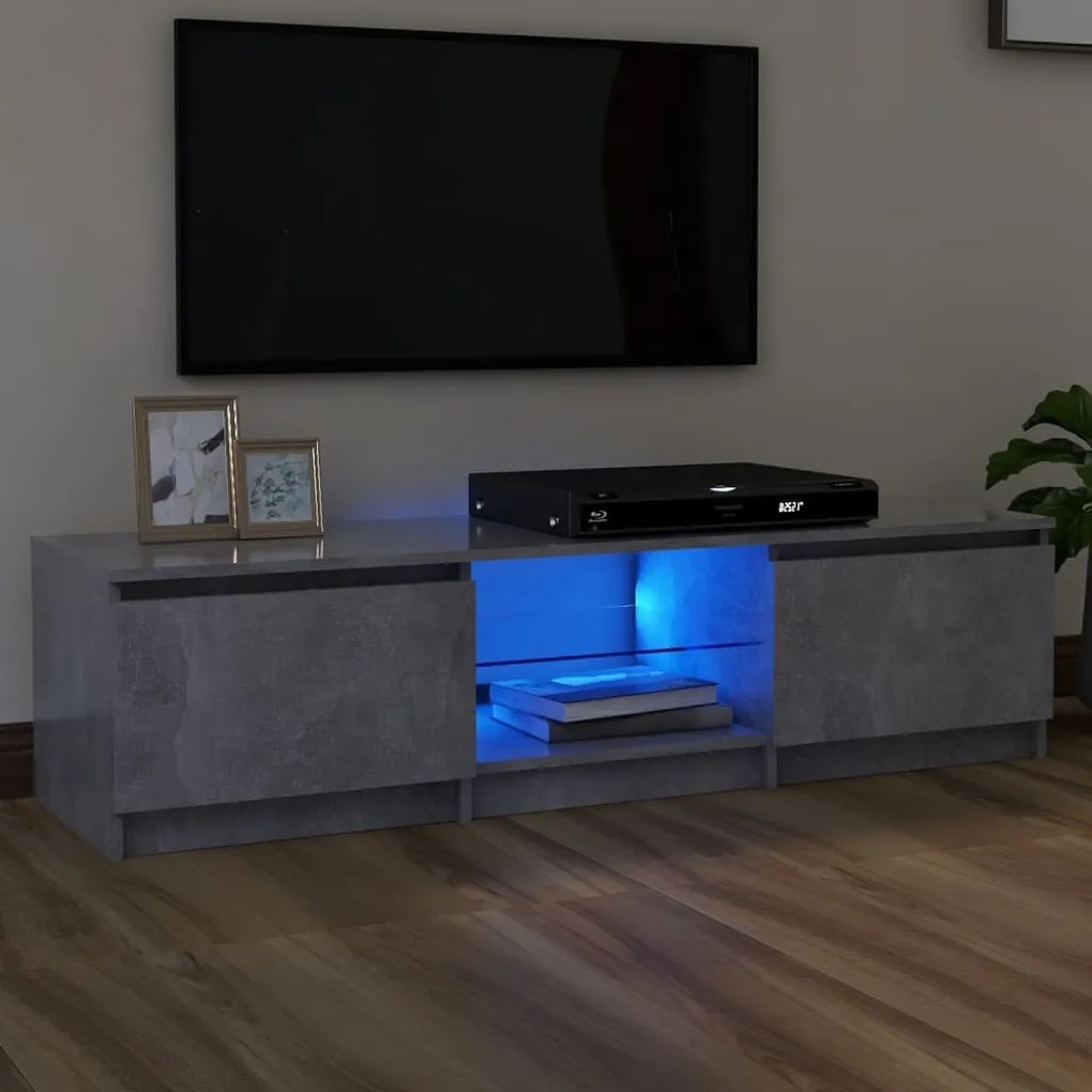 vidaXL Móvel de TV com luzes LED 140x40x36 cm cinzento cimento