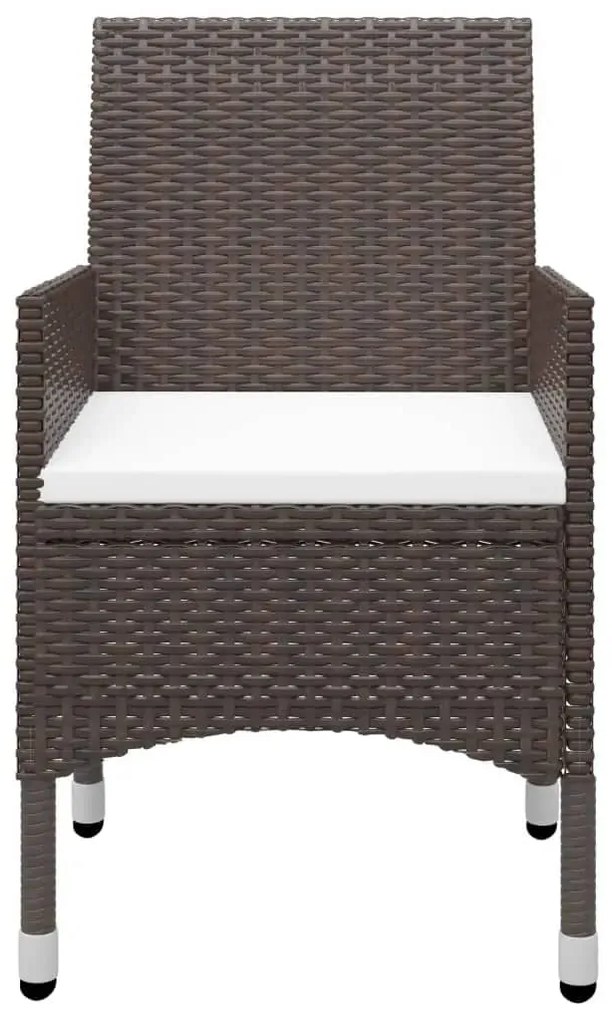5 pcs conjunto de jantar p/ jardim c/ almofadões castanho