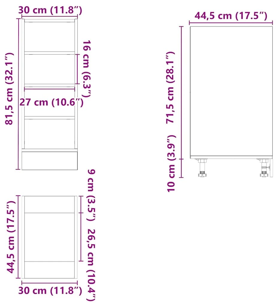 Armário inferior “Riga” 30x44,5x81,5 cm cinzento sonoma