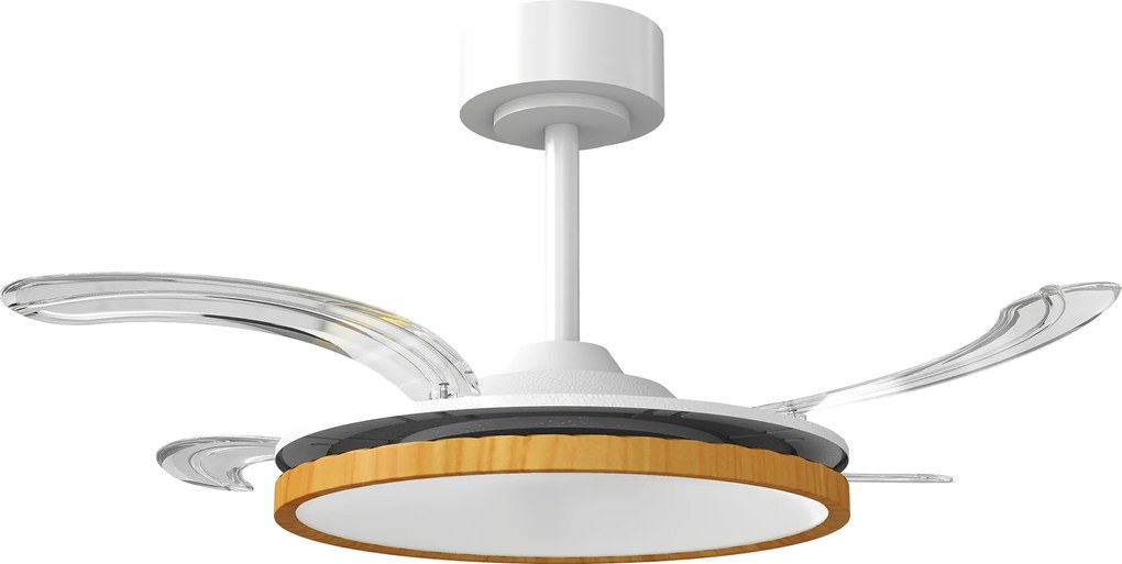 HOMCOM Ventoinha de Teto com Luz LED 80 W Motor DC Reversível Controlo Remoto 6 Velocidades Temporizador Ø95 cm Branco e Madeira | Aosom Portugal