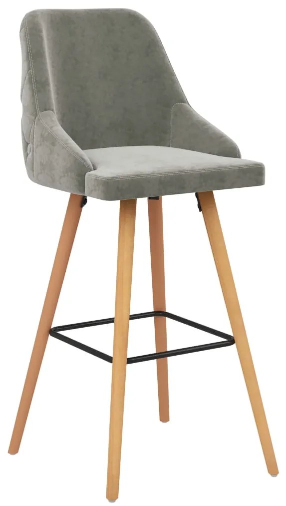 Bancos de bar 2 pcs veludo cinzento-claro